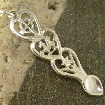 Encircled Heart Love Spoon Necklace - Sterling Silver, Handmade – Cadwyn Cyf